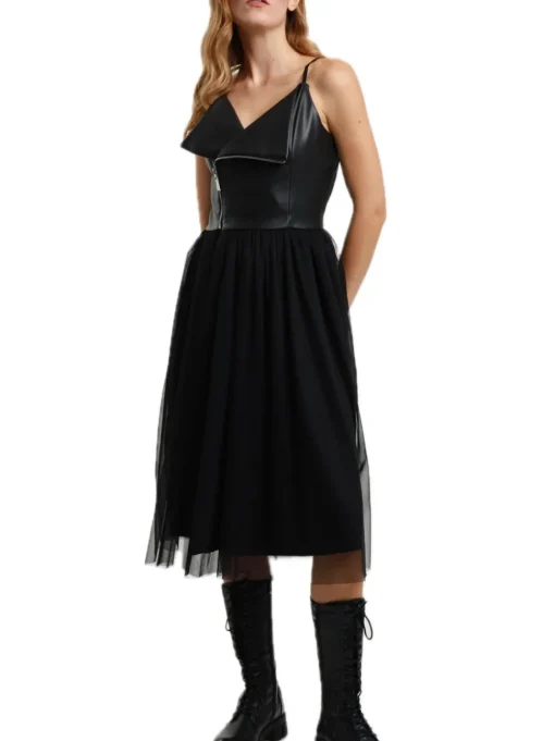 Abito Ecopelle Tulle - Nero