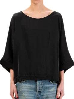 Blusa Spalla Scesa Raso - Nero