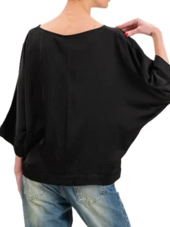 Blusa Spalla Scesa Raso - Nero
