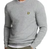 Cotton Merino Crew Neck Jumper - Mid Grey Marl