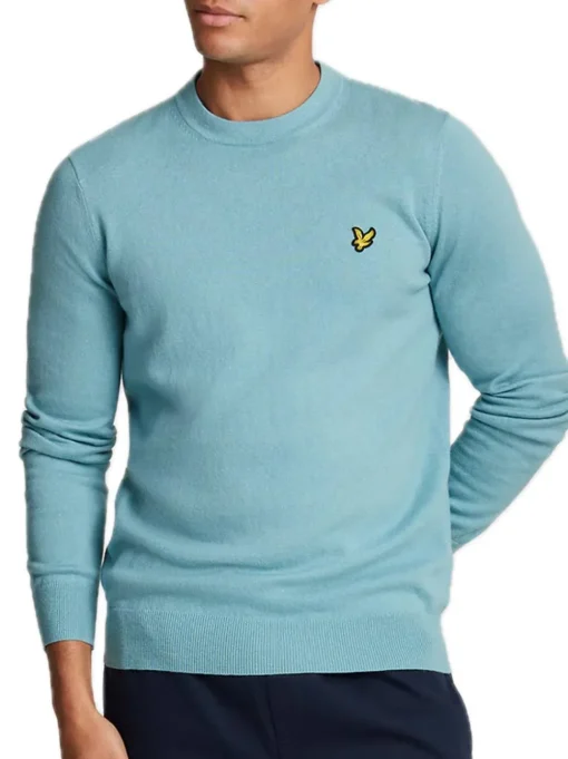 Cotton Merino Crew Neck Jumper - Blue Smoke