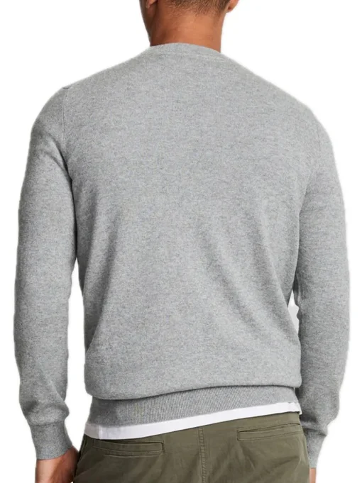 Cotton Merino Crew Neck Jumper - Mid Grey Marl