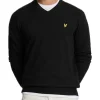 Cotton Merino V Neck Jumper - Jet Black