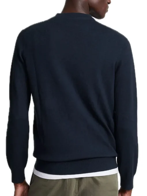 Cotton Merino V Neck Jumper - Dark Navy