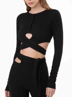 Crop Top Manica Lunga - Black