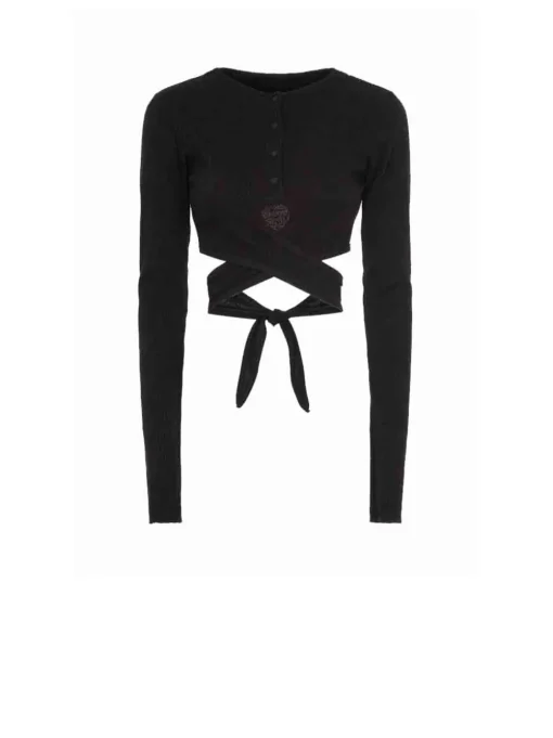 Crop Top Manica Lunga - Black