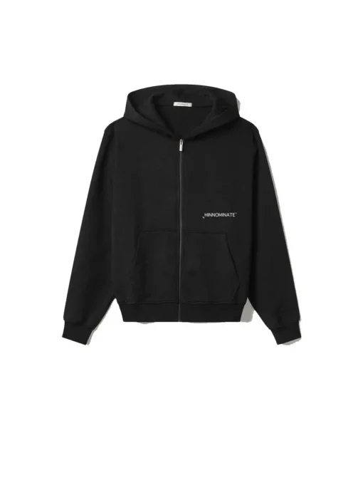 Felpa Cappuccio All Zip Con Stampa Sul Davanti - Nero