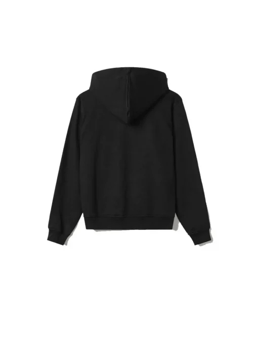 Felpa Cappuccio All Zip Con Stampa Sul Davanti - Nero