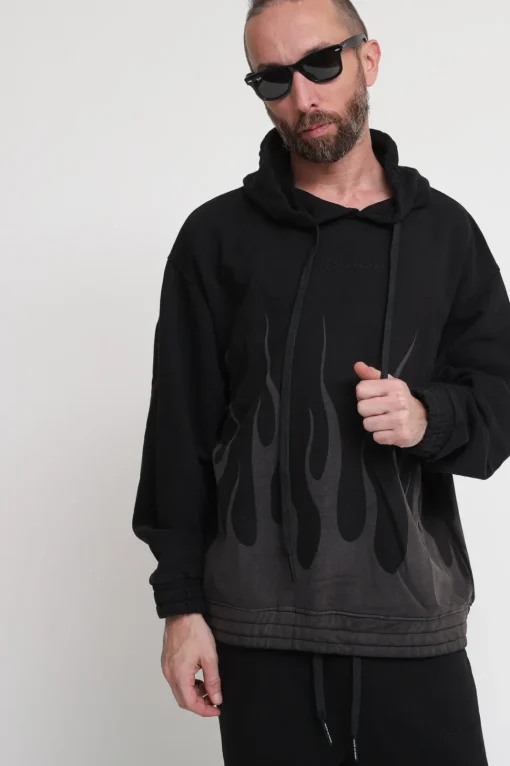 Felpa Cappuccio Con Stampa - Black