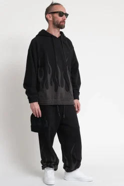 Felpa Cappuccio Con Stampa - Black