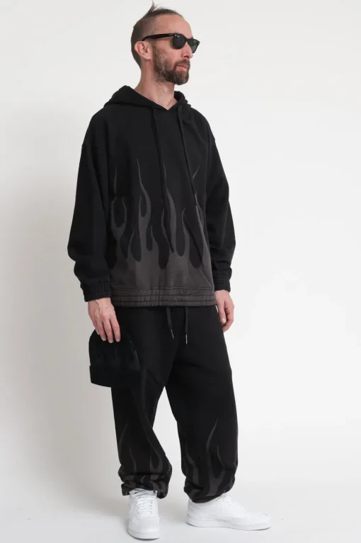Felpa Cappuccio Con Stampa - Black