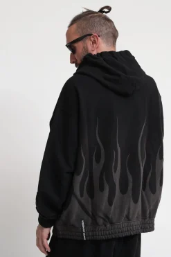 Felpa Cappuccio Con Stampa - Black