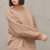 Felpa con Ricamo - Cammello