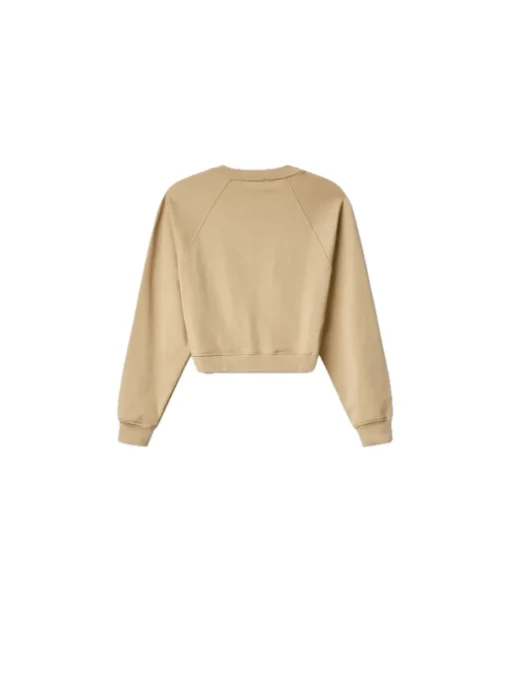 Felpa Paricollo Raglan Con Flock In Tono Sul Davanti - Nocciola