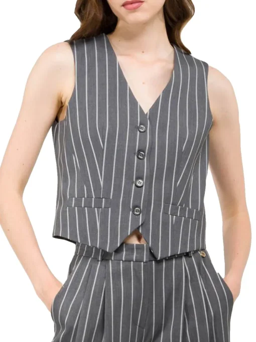Gilet 4 Bottoni - Grigio Gessato