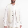 Gilet Cotone Lino Off White