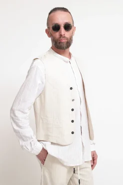 Gilet Cotone Lino Off White