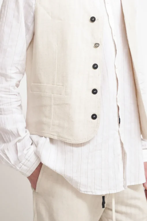 Gilet Cotone Lino Off White