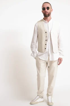 Gilet Cotone Lino Off White