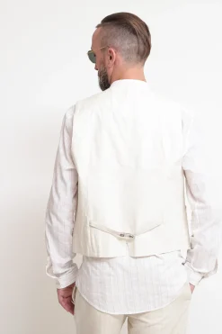 Gilet Cotone Lino Off White
