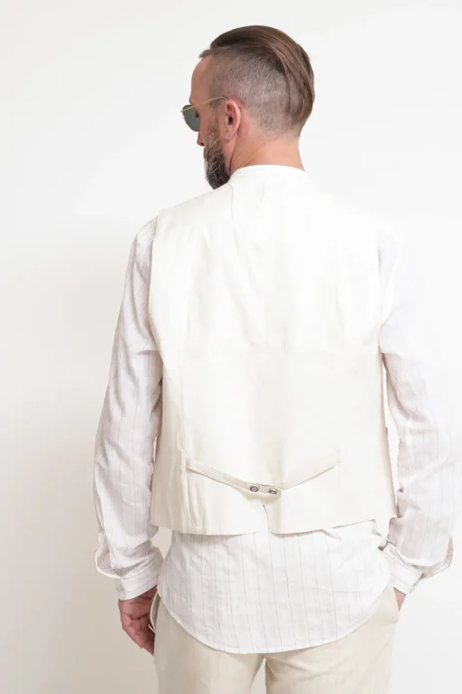 Gilet Cotone Lino Off White