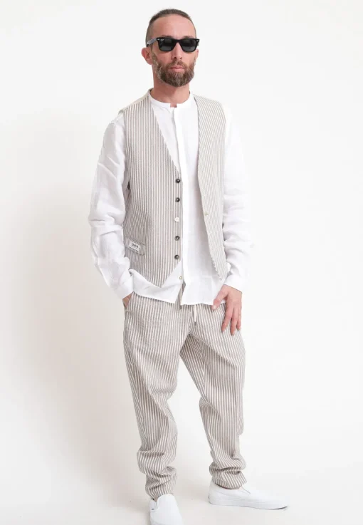 Gilet Uomo Righe - Sabbia