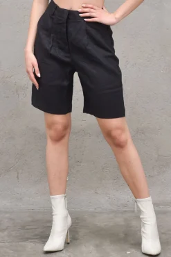 High Waist Linen Shorts Back