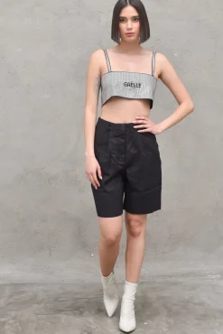 High Waist Linen Shorts Back