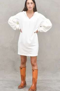 Hoodie Dress - WHITE