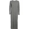 Karolina Long Jersey Dress - Off White/Black Stripe