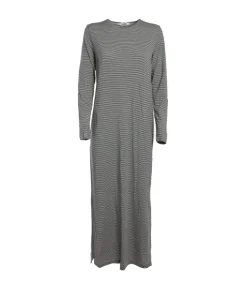 Karolina Long Jersey Dress - Off White/Black Stripe