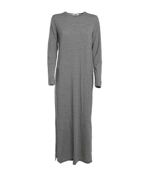 Karolina Long Jersey Dress - Off White/Black Stripe