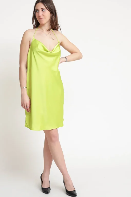 Ladies Dress - Lime Green Sateen