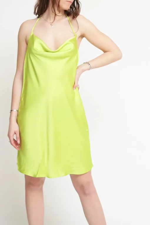 Ladies Dress - Lime Green Sateen