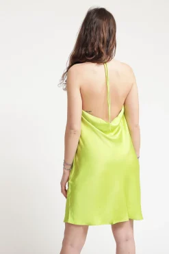 Ladies Dress - Lime Green Sateen