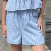 Ladies Shorts - Mixed Blue Stripe