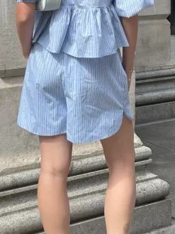 Ladies Shorts - Mixed Blue Stripe