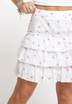 Ladies Skirt - White Pink