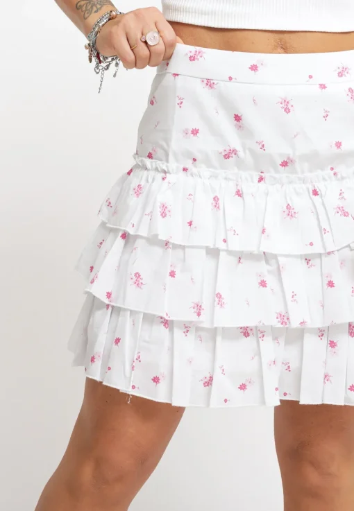 Ladies Skirt - White Pink