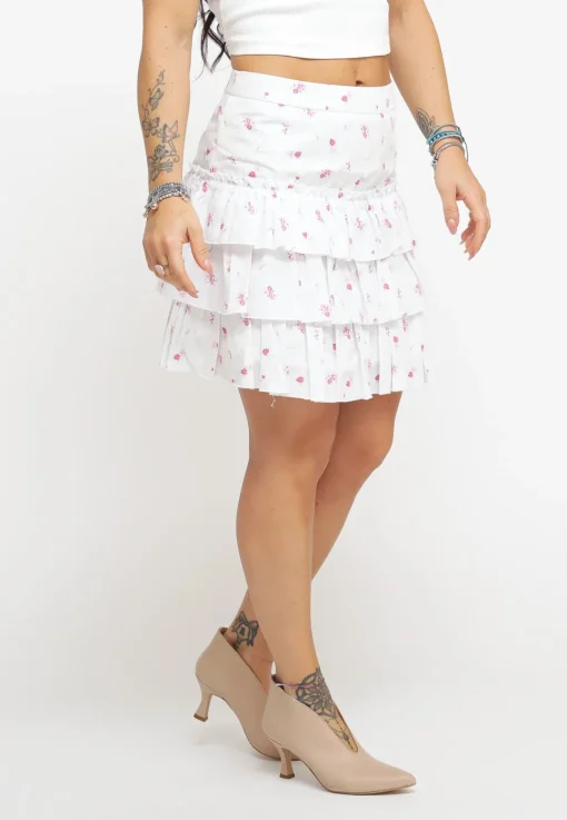 Ladies Skirt - White Pink