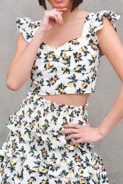 Ladies Top - Lemon And Pear Print