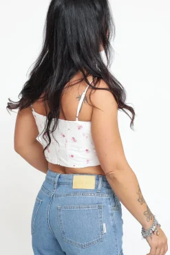 Ladies Top - White Pink Floral