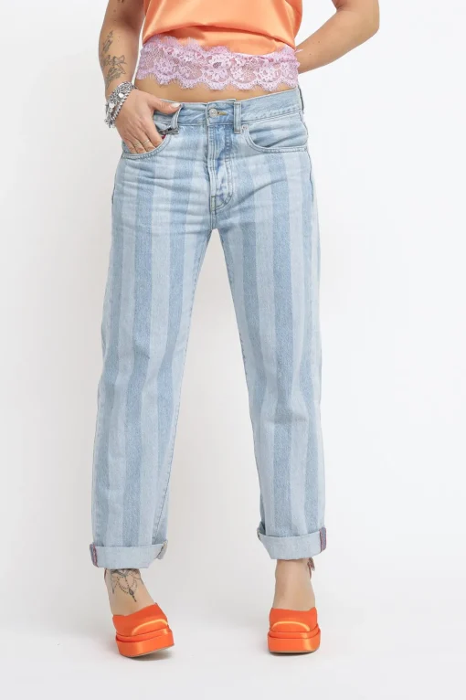 New Oksar Woman - Denim Laser Stripe
