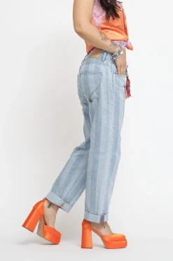 New Oksar Woman - Denim Laser Stripe