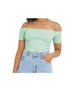Off Shoulder Smock Top - Green