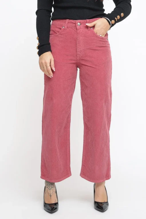 Pantalone Cropped Velluto - Rosa Antico
