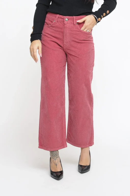 Pantalone Cropped Velluto - Rosa Antico