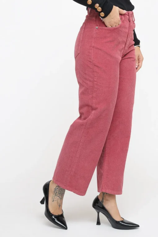 Pantalone Cropped Velluto - Rosa Antico