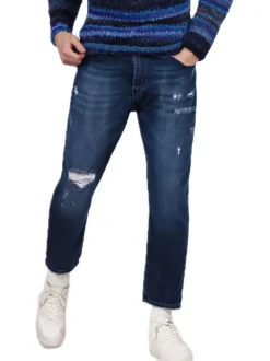 Pantalone Felpa Con Rotture - Blu