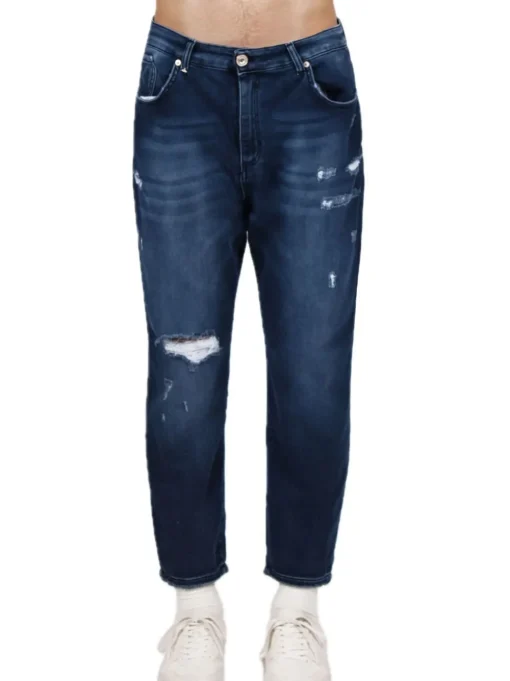 Pantalone Felpa Con Rotture - Blu